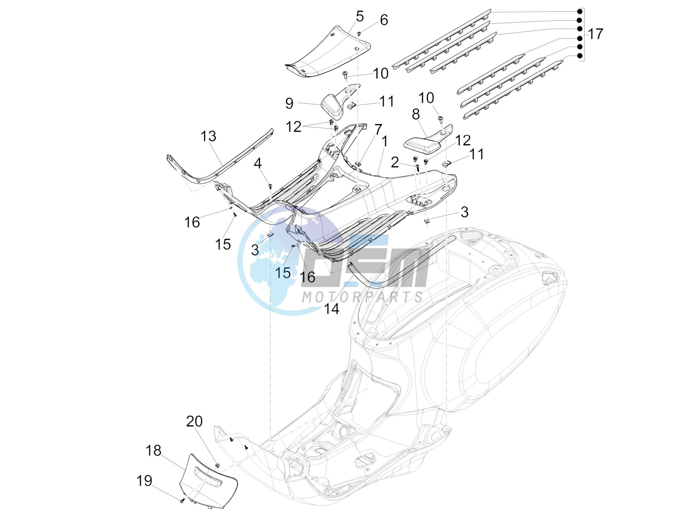 Central cover - Footrests