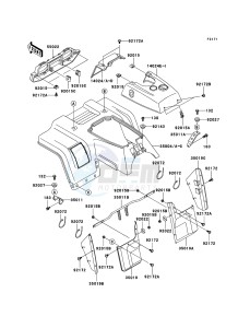 KLF250 KLF250A7F EU GB drawing Front Fender(s)