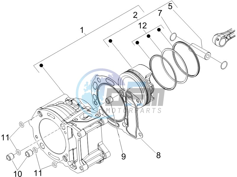 Cylinder-piston-wrist pin unit