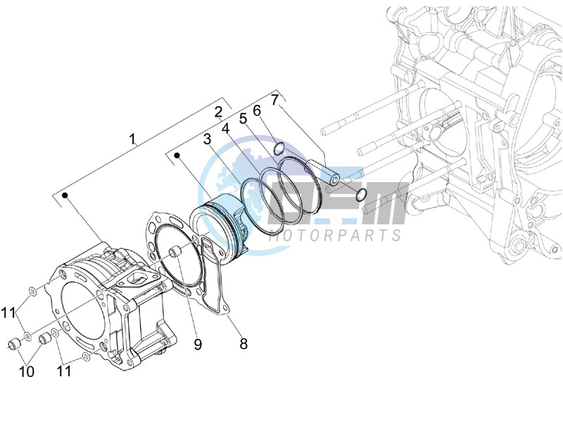 Cylinder-piston-wrist pin unit