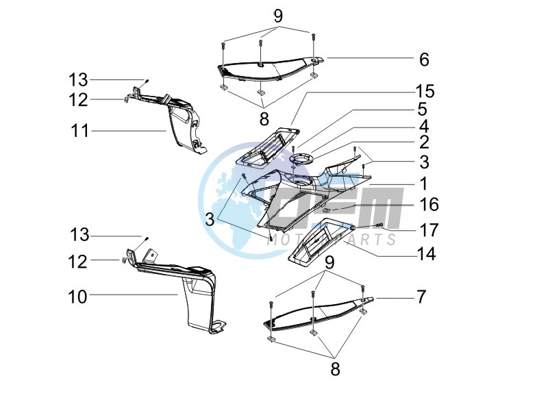 Central cover - Footrests