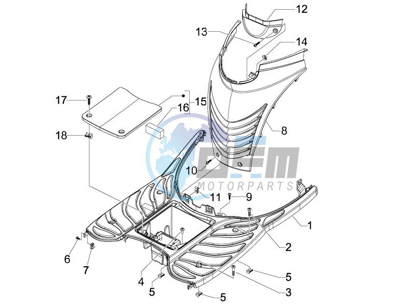 Central cover - Footrests