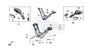 GTS 125I drawing COWLING HANDLEBAR - MIRRORS L-R