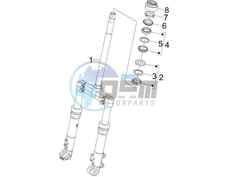 Fork steering tube - Steering bearing unit