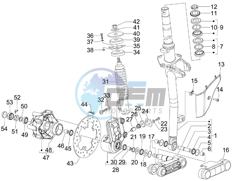 Fork - steering tube - Steering bearing unit