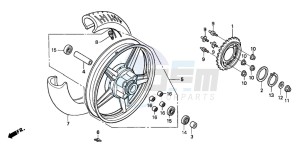 CB250P drawing REAR WHEEL