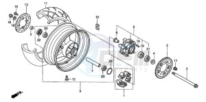 CB900F CB900 HORNET drawing REAR WHEEL