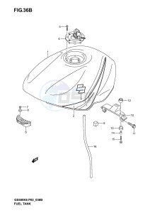 GS500 (P19) drawing FUEL TANK (MODEL K5)