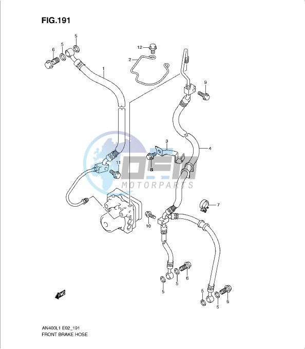 FRONT BRAKE HOSE (AN400ZAL1 E51)