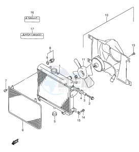 LT-F500F (E3-E28) drawing RADIATOR (MODEL W X Y)