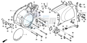 VT1100C drawing LEFT CRANKCASE COVER (VT1100CV/CW/C2)