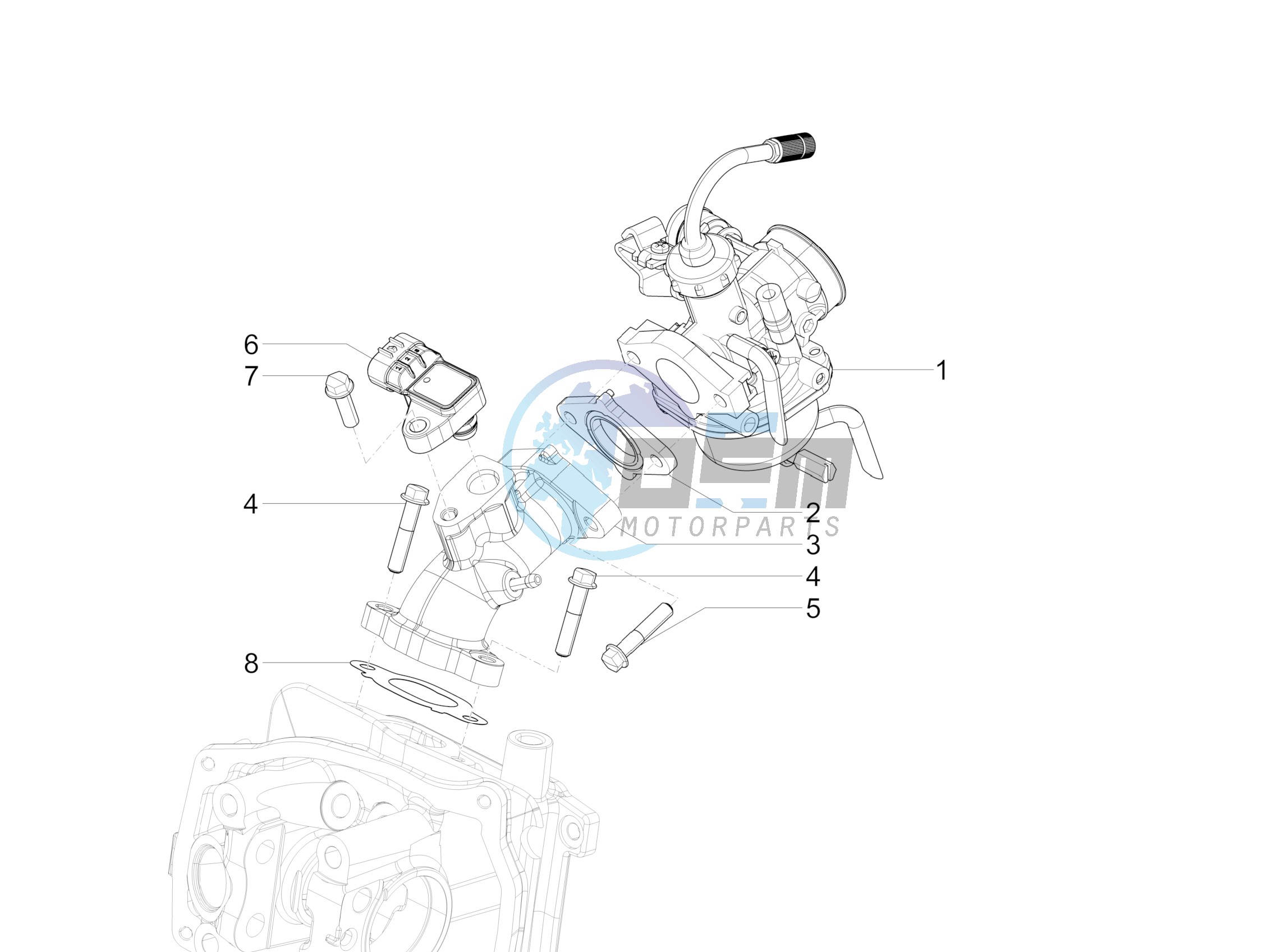 Carburettor, assembly - Union pipe