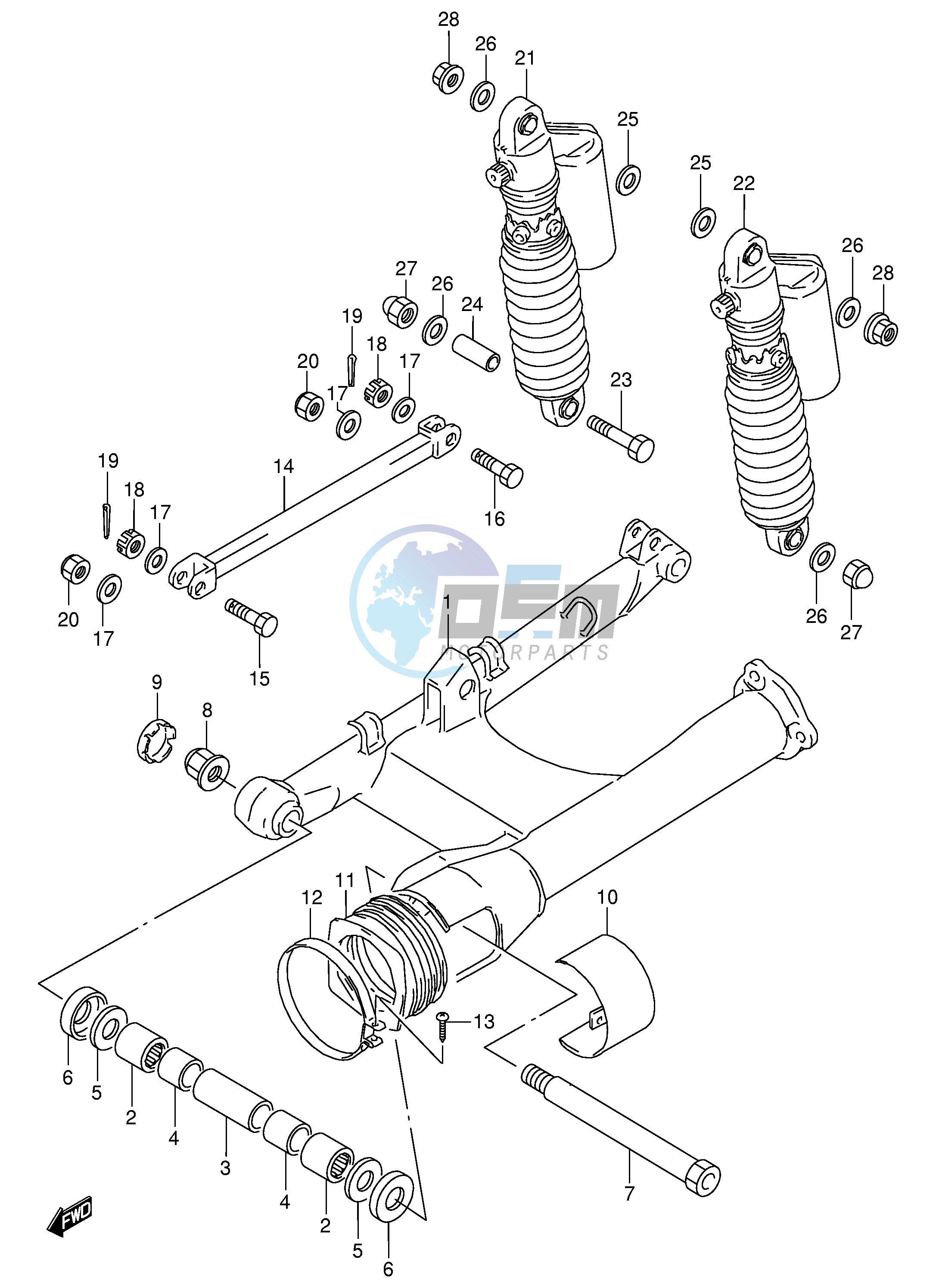 REAR SWINGING ARM (SEE NOTE)