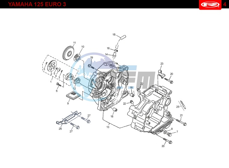 CRANKCASE  Yamaha 125 EURO-3