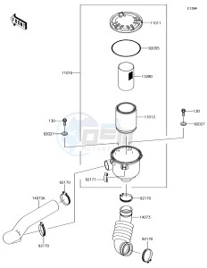 MULE SX KAF400JHF EU drawing Air Cleaner-Belt Converter