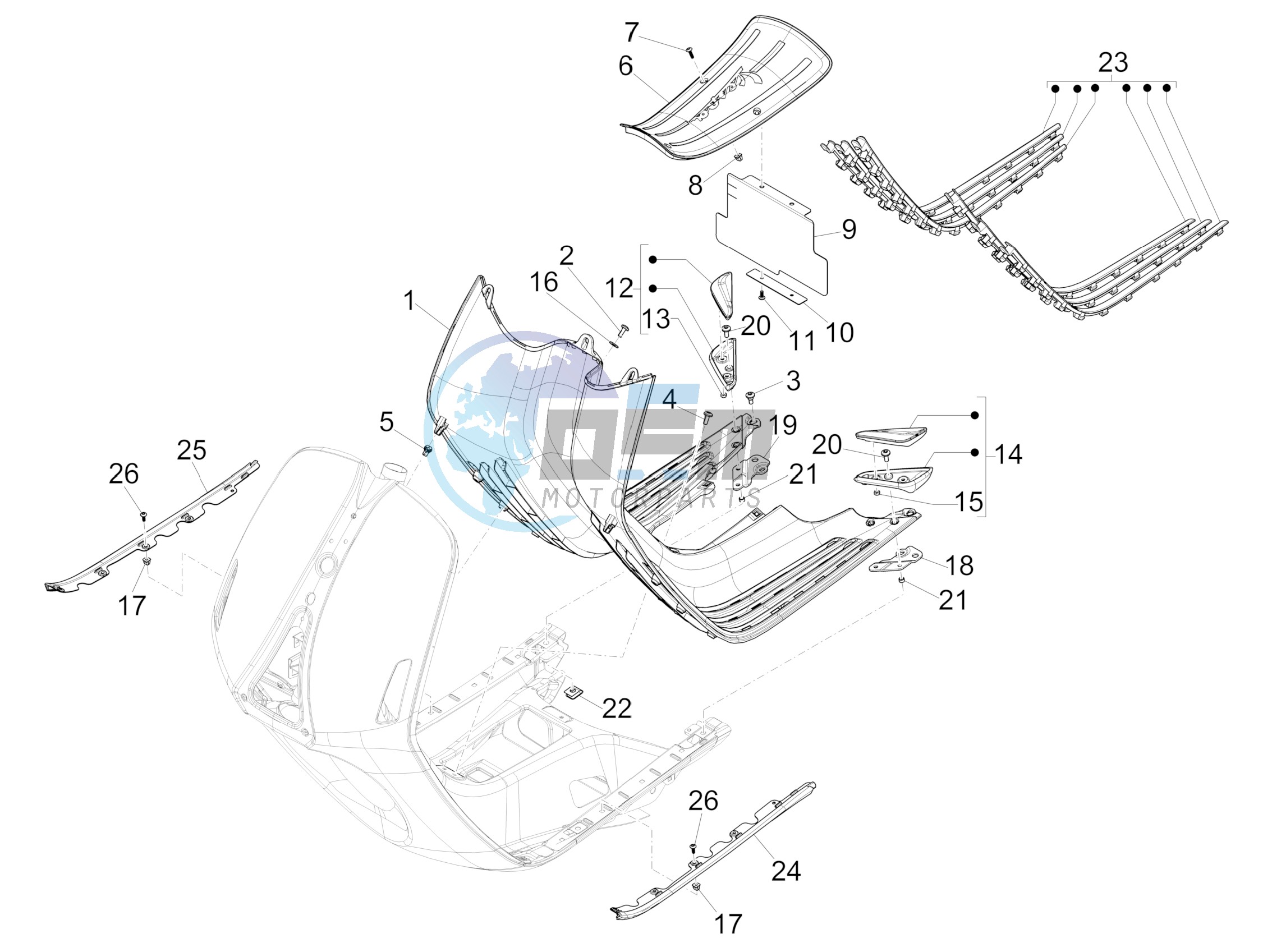 Central cover - Footrests