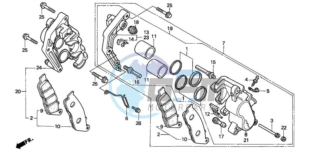 FRONT BRAKE CALIPER (CB750F2)