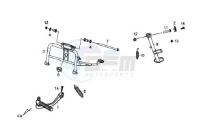 FIDDLE III 125 drawing CENTRAL STAND -SIDE STAND- KICKSTARTER PEDAL