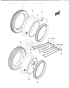 KDX 420 B [KDX420] (B1) [KDX420] drawing WHEELS_TIRES