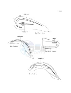 VN 1600A A[VULCAN 1600 CLASSIC] (A1-A3) [VULCAN 1600 CLASSIC] drawing DECALS-- RED- --- A3- -