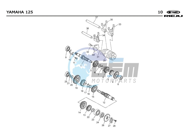 GEARBOX  Yamaha 125 4t Euro 2