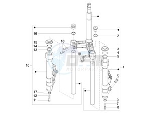 X10 125 4T 4V I.E. E3 (EMEA) drawing Fork's components (Kayaba)