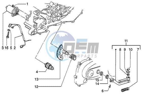 Starting motor-starter lever