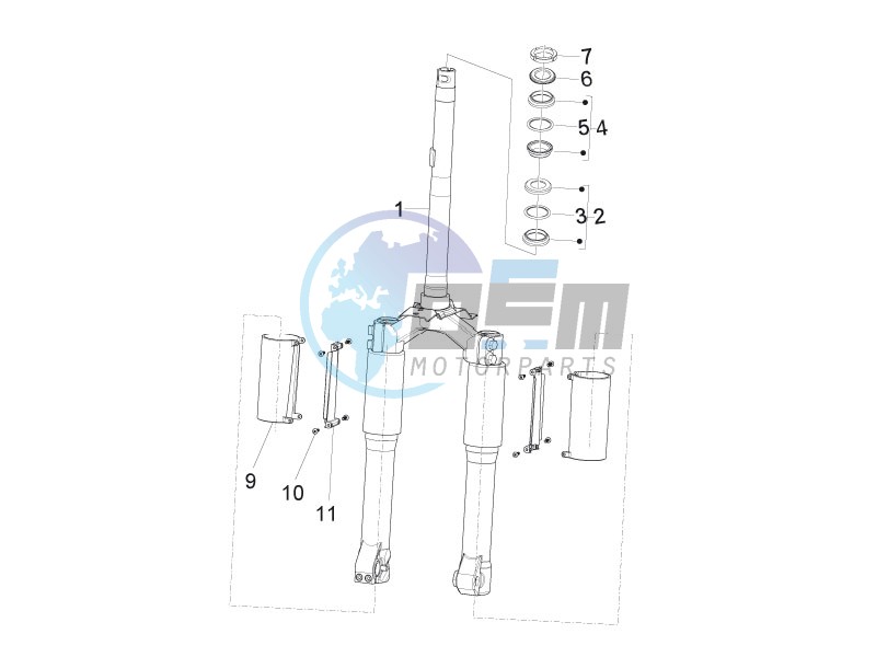 Fork steering tube - Steering bearing unit