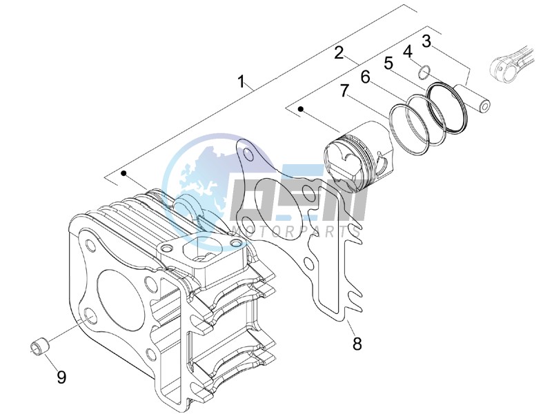 Cylinder-piston-wrist pin unit