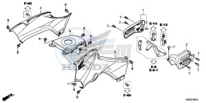 TRX250TEH Europe Direct - (ED) drawing SIDE COVER/TANK COVER