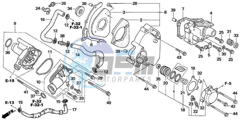 LEFT REAR COVER/WATER PUM P