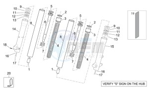 Scarabeo 125-250 e2 (eng. piaggio) drawing Showa front fork - Hubs sleeves