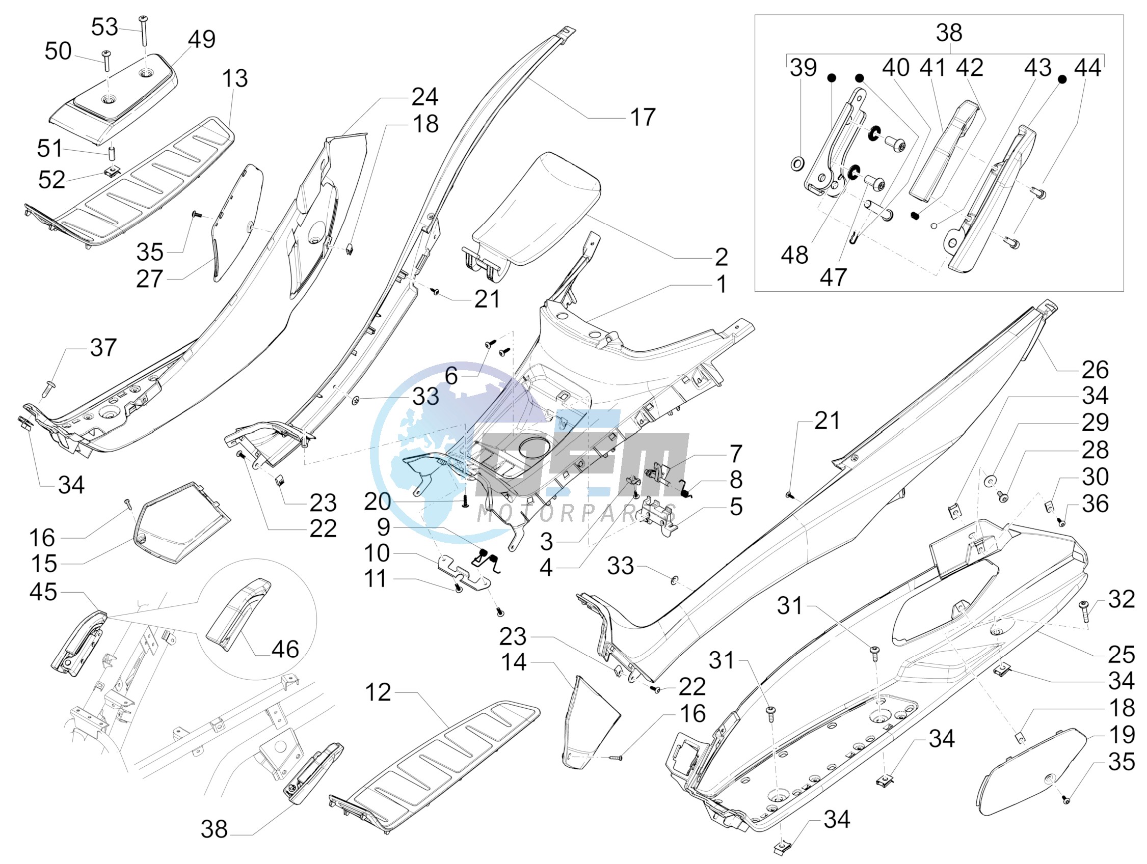 Central cover - Footrests