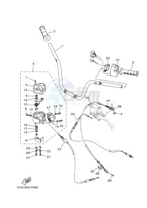 YFM700FWA YFM70GDHG GRIZZLY 700 (B305) drawing STEERING HANDLE & CABLE