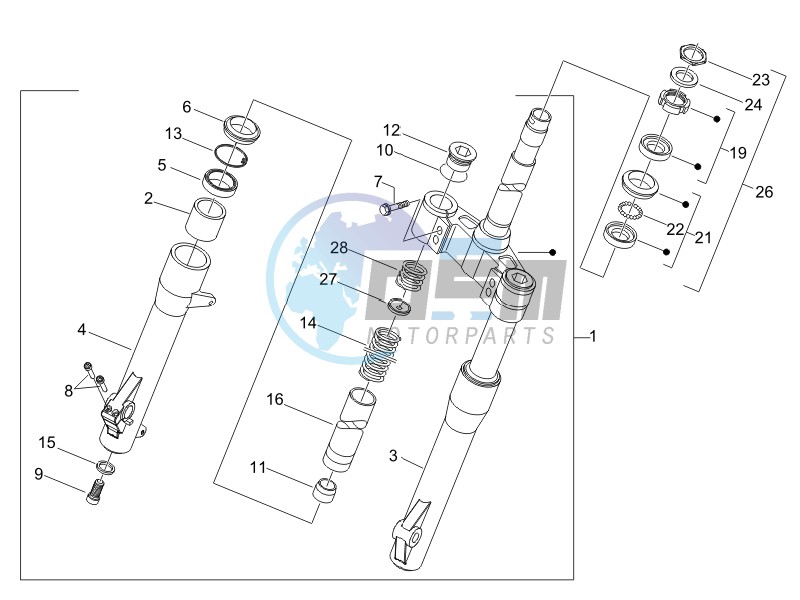 Fork steering tube - Steering bearing unit