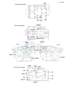 EX 305 B [GPZ 305] (B1) [GPZ 305] drawing CRANKCASE BOLT & STUD PATTERN