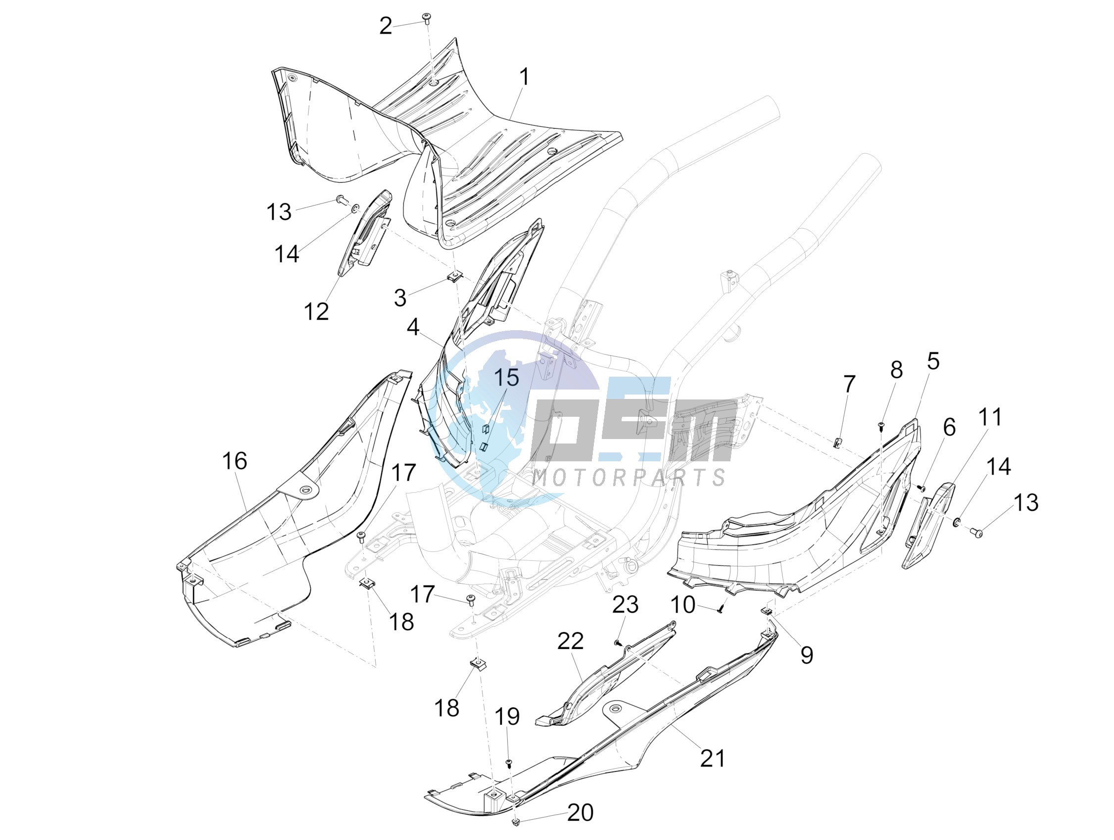 Central cover - Footrests