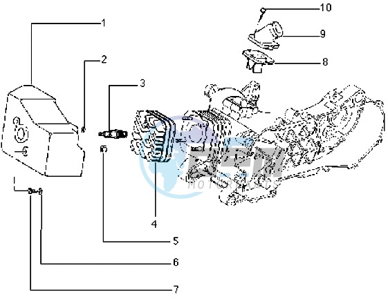 Cylinder head - Cooling hood - Inlet and induction pipe