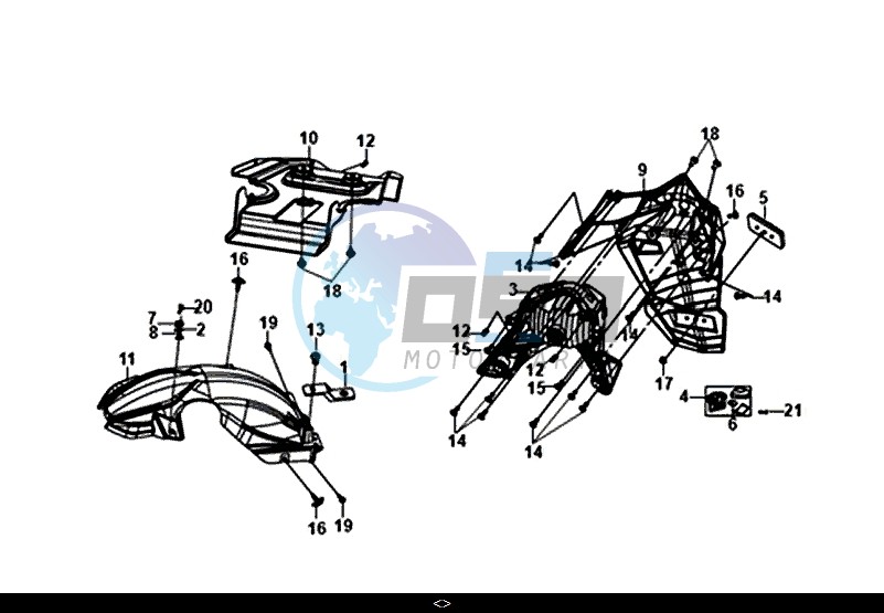 REAR FENDER REAR INNER FENDER / MASK 50 (XE05W1-IT) (L7-L9)