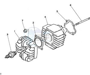 PW 50 drawing CYLINDER AND HEAD