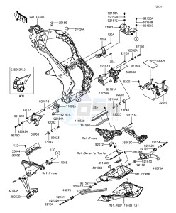 Z1000SX_ABS ZX1000MEF FR GB XX (EU ME A(FRICA) drawing Frame Fittings