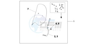 SH300AR9 UK - (E / ABS MKH SPC) drawing WINDSHIELD WITHOUT KNUCKLE VISOR