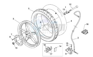 Scarabeo 50 2t (eng. Minarelli) drawing Front wheel - disc brake