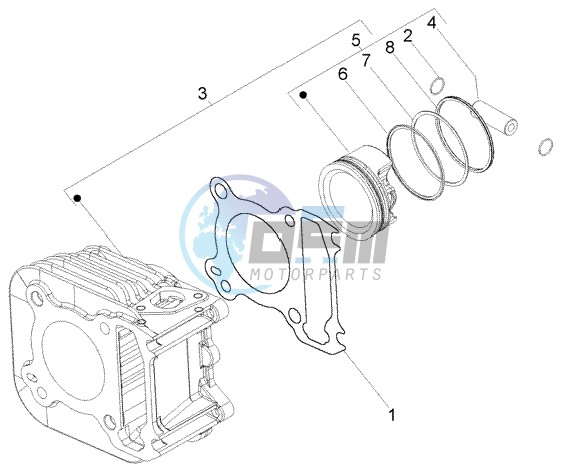 Cylinder - piston - wrist pin unit