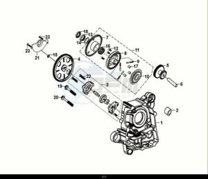 FIDDLE IV 125 (XG12W1-EU) (M0-M3) drawing R.CRANK CASE & OIL PUMP ASSY