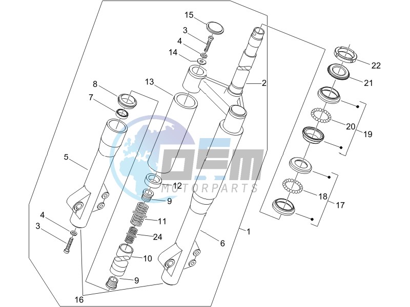 Fork steering tube - Steering bearing unit