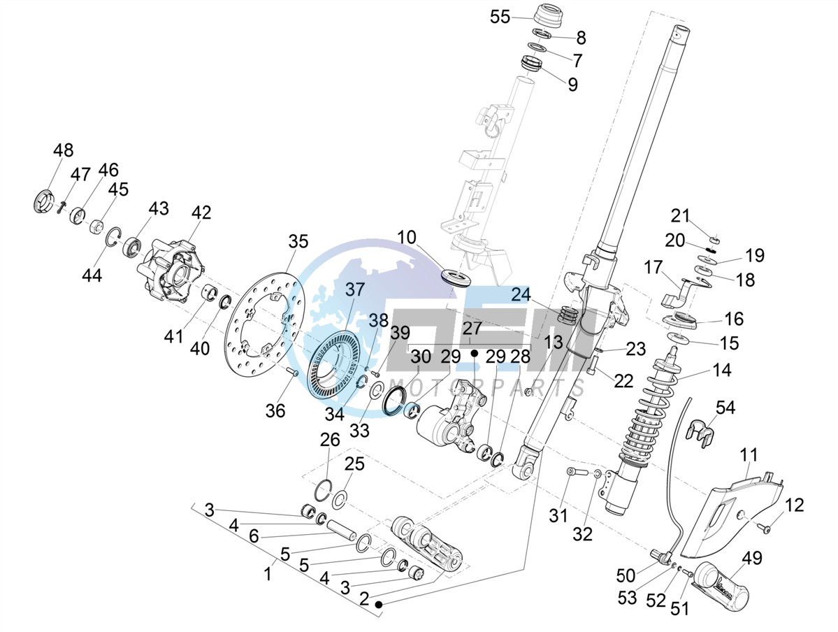 Fork/steering tube - Steering bearing unit