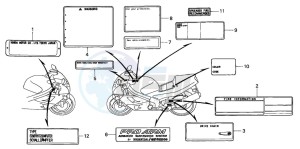 RVF750R drawing CAUTION LABEL