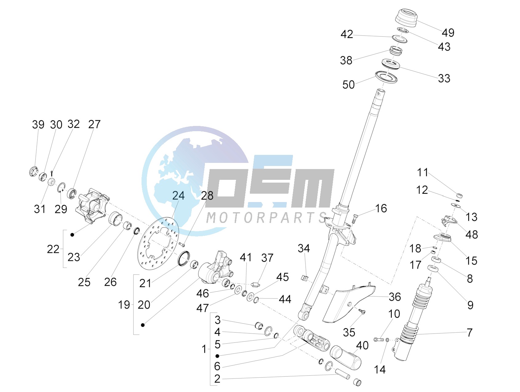 Fork/steering tube - Steering bearing unit