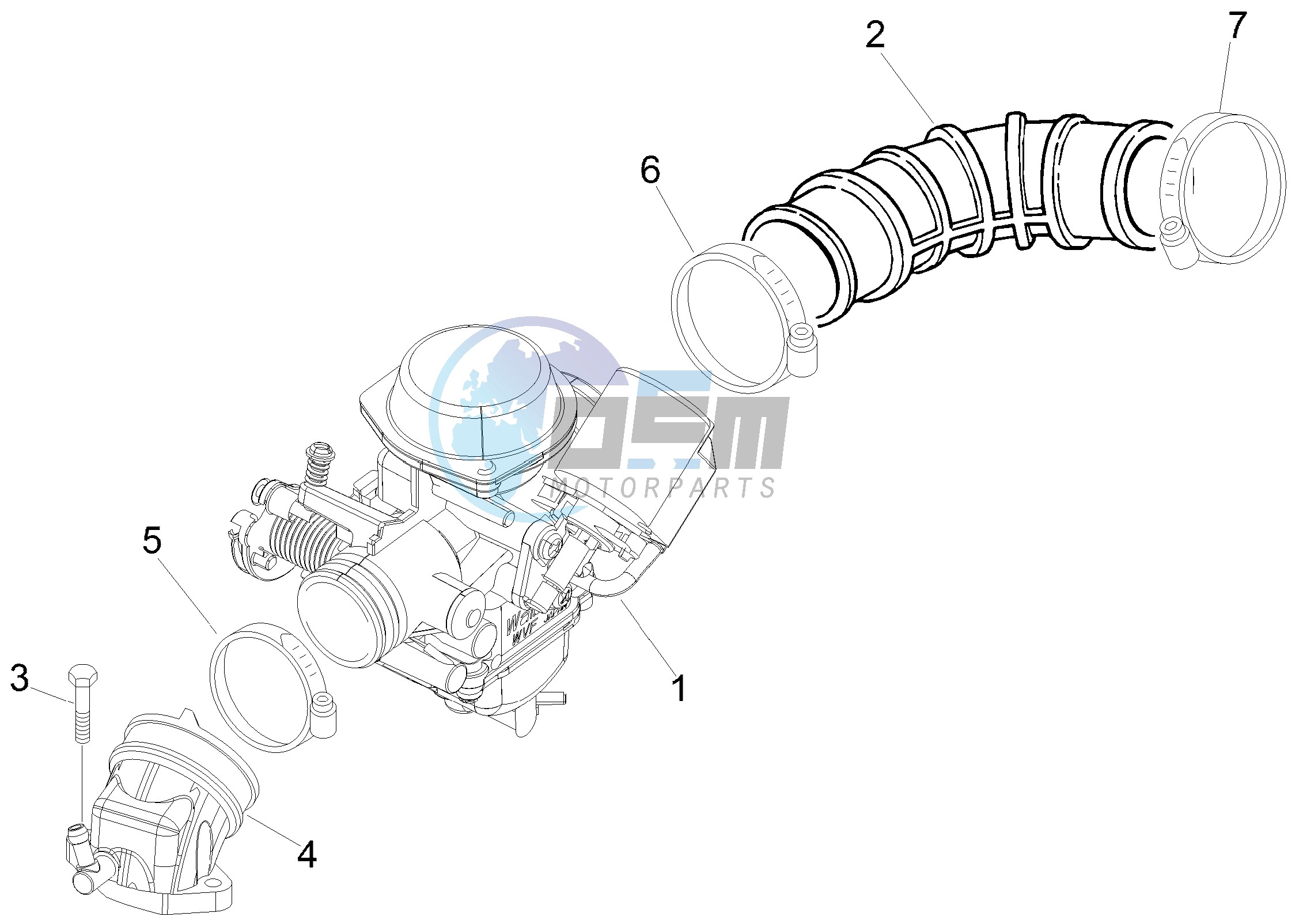 Carburettor, assembly - Union pipe